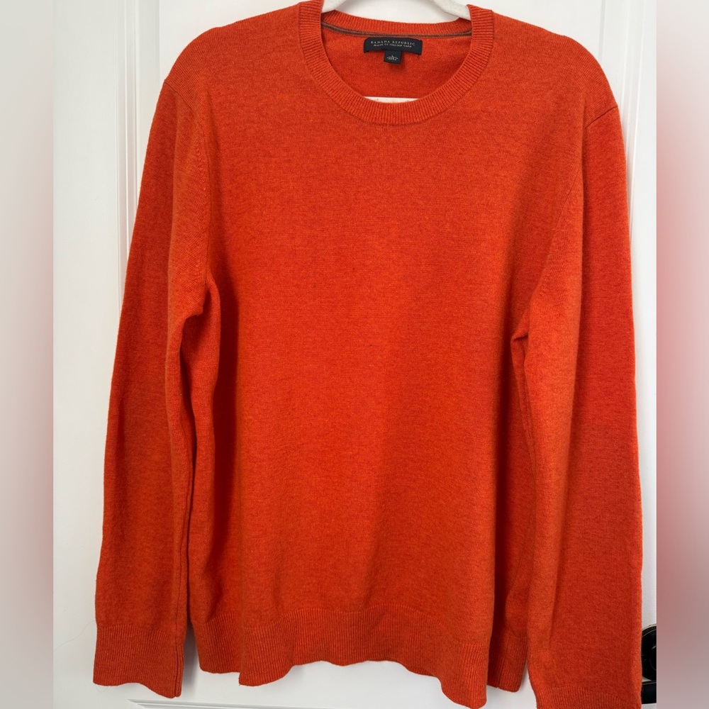 Banana Republic Wool Blend Men's Orange Crewneck Sweater
